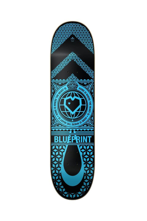 Blueprint Home Heart Black / Blue Skateboard Deck - 8.25