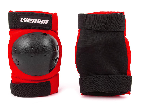 Venom Triple Knee/Elbow/Wrist Pad Set - Red Black - Skatewarehouse.co.uk
