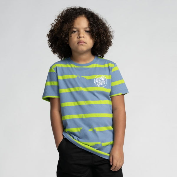 Santa Cruz Youth T-Shirt Youth Shark Bite Stripe - Dusty Blue - Skatewarehouse.co.uk