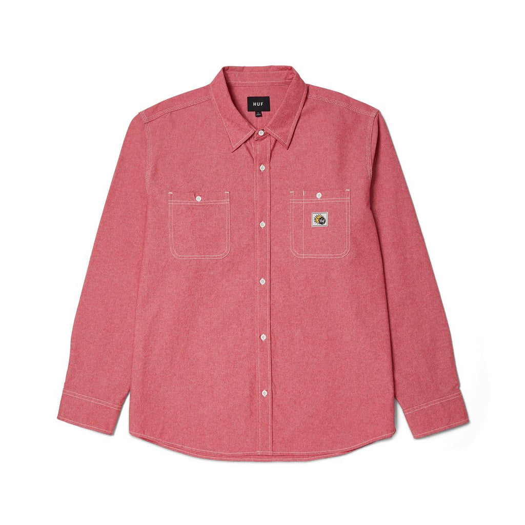 HUF Total Eclipse Chambray Shirt (Red) - L