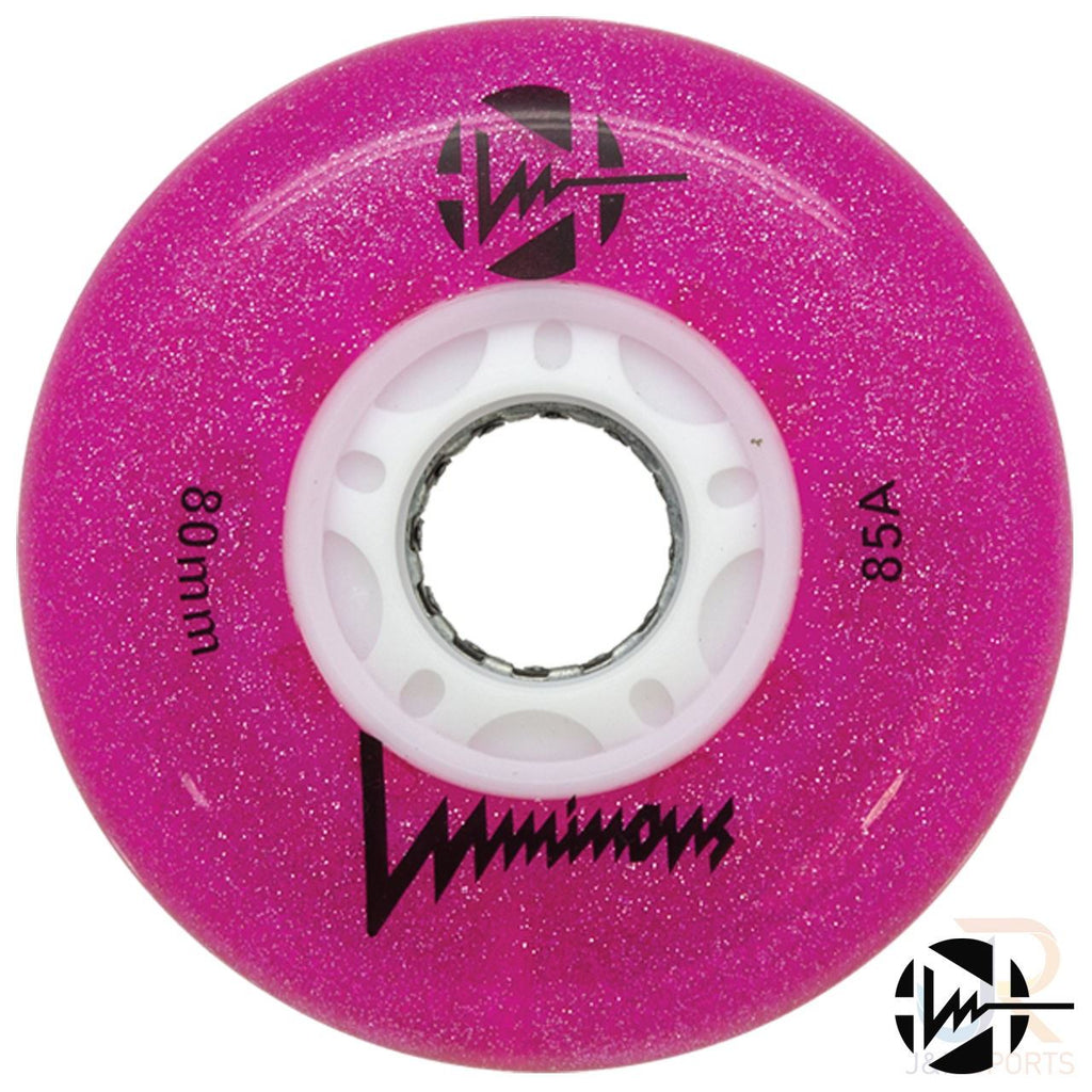 Luminous Led Inline Wheel (Set of 4 Wheels) - Pink Glitter - 80Mm/85A - Skatewarehouse.co.uk