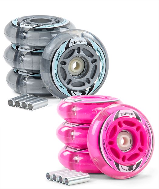 SFR Light Up Inline Skate Wheels - Silver