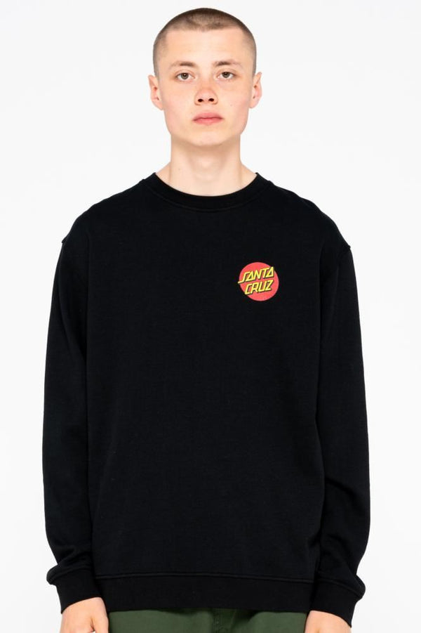 Santa Cruz Crew Classic Dot Chest Crew - Black - Skatewarehouse.co.uk