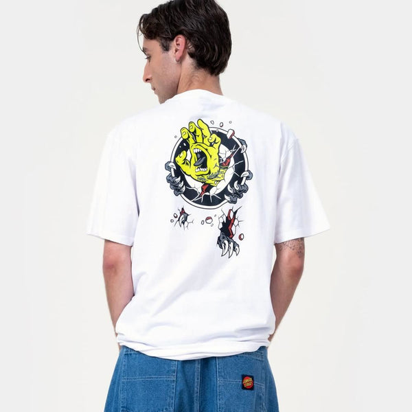 Santa Cruz T-Shirt Roskopp Screaming Target - White - Skatewarehouse.co.uk