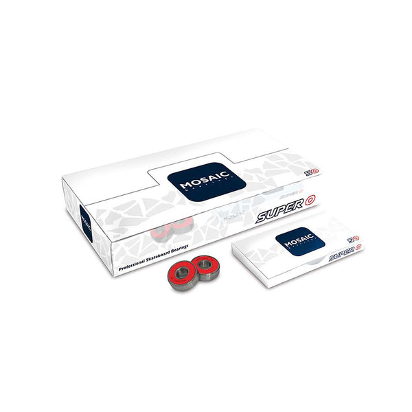 Mosaic Super 0 Abec 5 Silver Red Mosaic Bearings - Skatewarehouse.co.uk