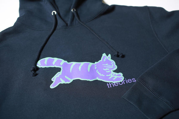 Theories Conscious Kitty Hooded Sweatshirt Washed Navy