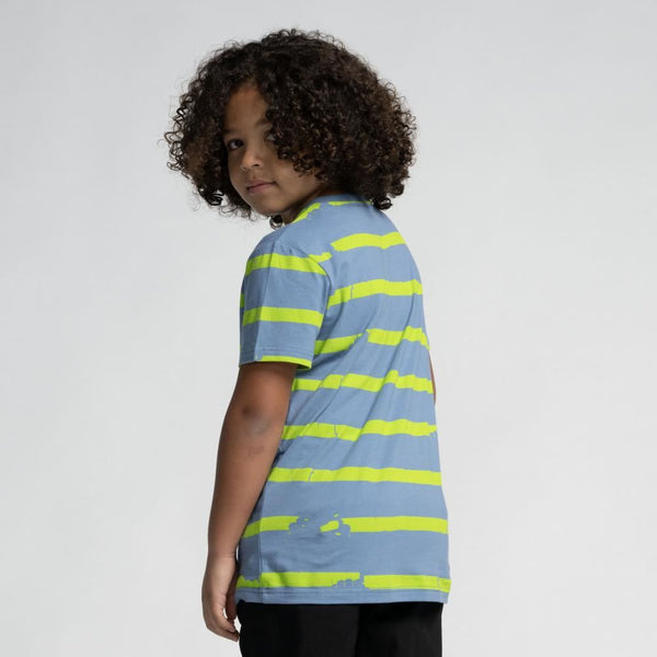 Santa Cruz Youth T-Shirt Youth Shark Bite Stripe - Dusty Blue - Skatewarehouse.co.uk