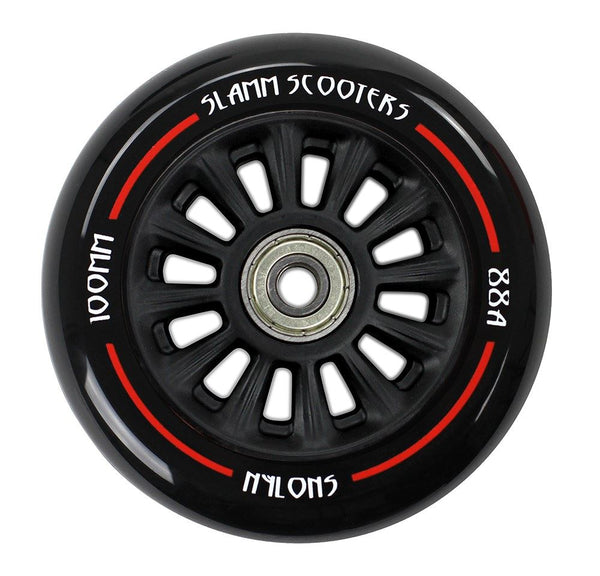 Slamm Scooter 100mm Nylon Core Scooter Wheels - Black / Black - Skatewarehouse.co.uk
