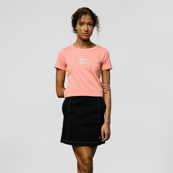 Santa Cruz Womens Skirt Nolan Mini Skirt - Black / White Stitch - Skatewarehouse.co.uk