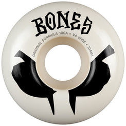 BONES Skateboard Wheels • OG Formula • • 100A • V4 Wide • White (Spring '26) - Skatewarehouse.co.uk