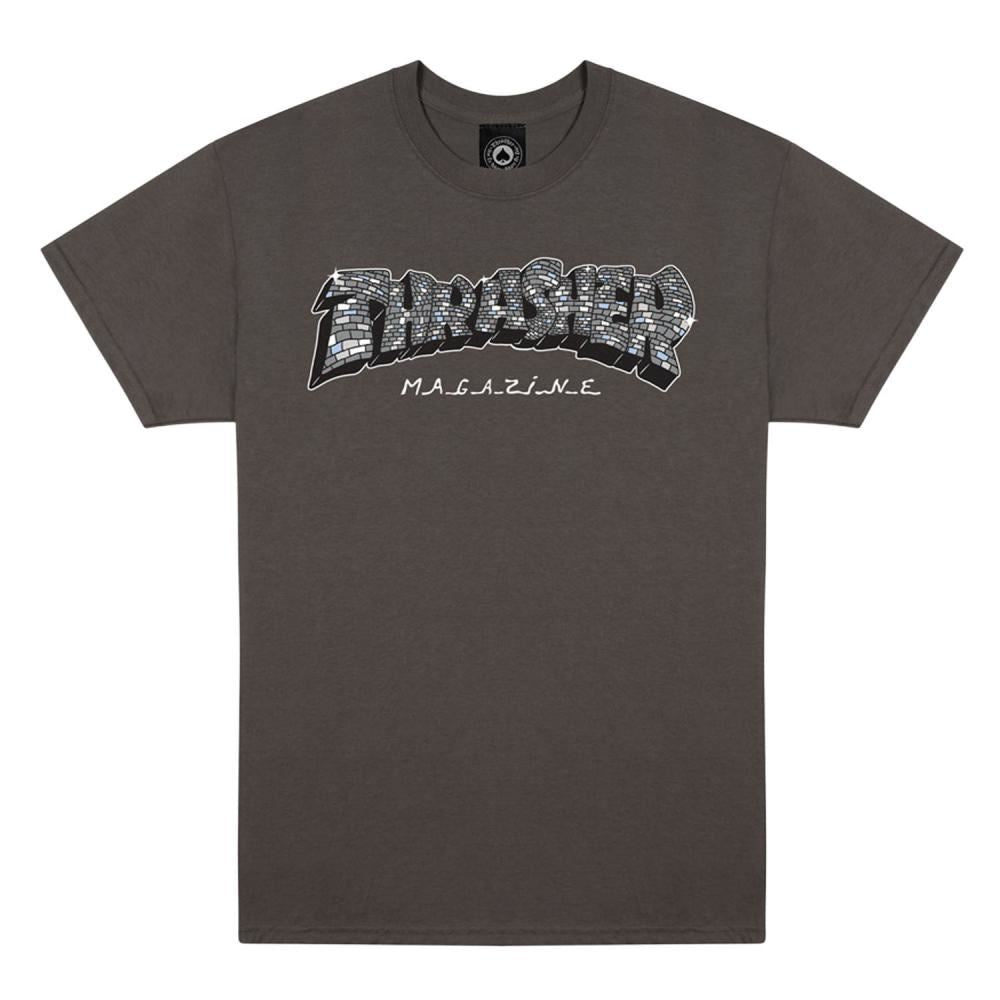 Thrasher T-Shirt Disco By Spanky - Charcoal - Skatewarehouse.co.uk