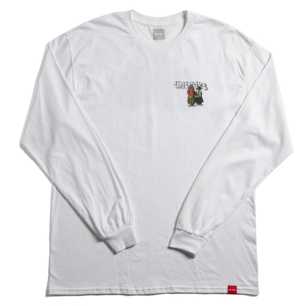 Chocolate Fiend Street Long Sleeve Tee White - Skatewarehouse.co.uk
