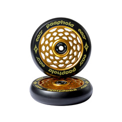 Sacrifice Spy 110mm Peephole Scooter Wheels Gold (Pair) + ABEC 9 Bearings - Skatewarehouse.co.uk