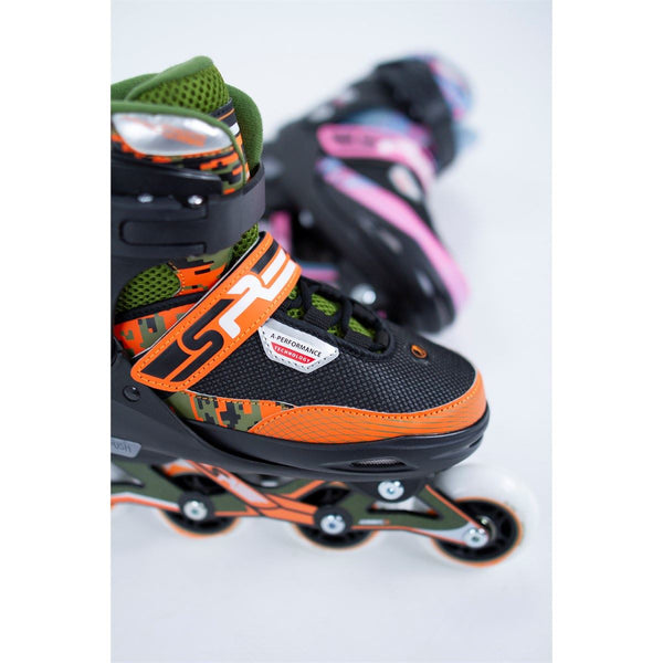 SFR Pixel Adjustable Children's Inline Skates - Green / Orange - Skatewarehouse.co.uk