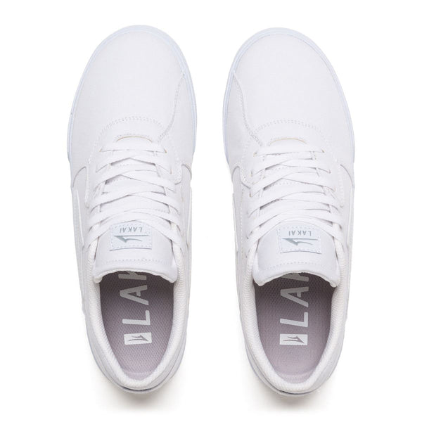Lakai Cardiff Canvas Skate Shoes - White/White - Skatewarehouse.co.uk