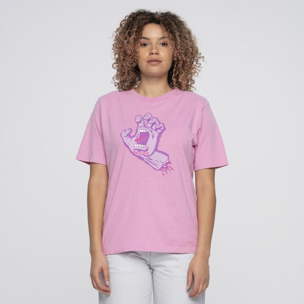 Santa Cruz Womens T-Shirt Rigid Screaming Hand T-Shirt - Rose Wash - Skatewarehouse.co.uk