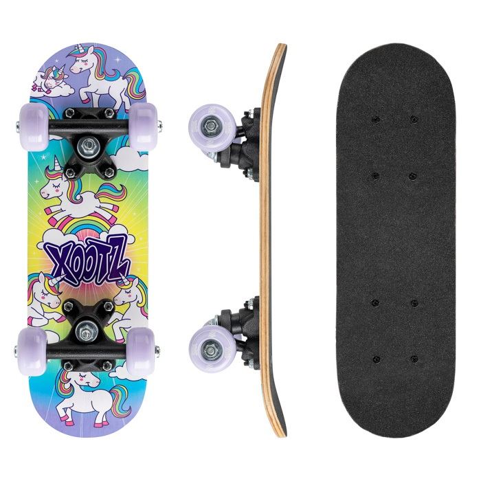 Xootz Mini Skateboard -Unicorns Complete Skateboard - 17"