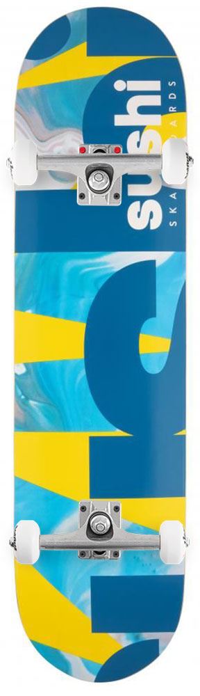 Sushi Spectrum Logo Yellow/Teal Custom Complete Skateboard - 8.0