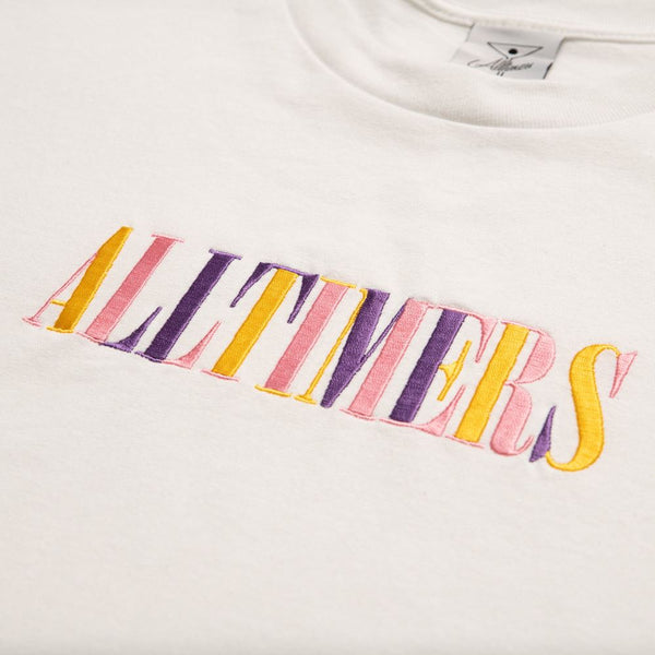 Alltimers Midtown Long Sleeve Embroidered Tee White - Skatewarehouse.co.uk