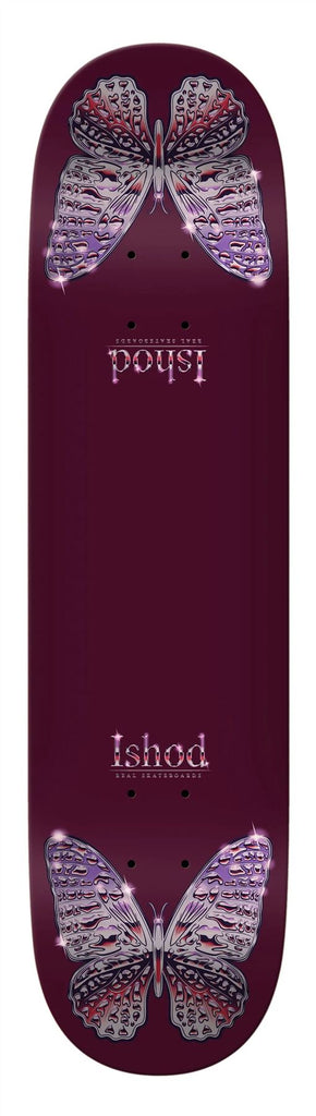 Real Ishod Mariposa Chrome Redux - Twin Tail (Maroon) Skateboard Deck - 8.0" - Skatewarehouse.co.uk