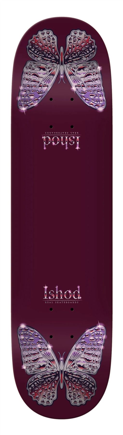 Real Ishod Mariposa Chrome Redux - Twin Tail (Maroon) Skateboard Deck - 8.0