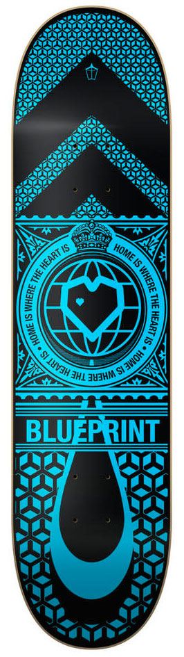 Blueprint Home Heart Black / Blue Skateboard Deck - 8.25