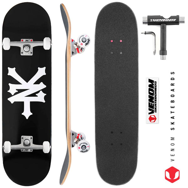 Zoo York OG 95 Crackerjack Deck Black/White x Venom Skateboards Core Custom Complete Skateboard - 8.0 - Skatewarehouse.co.uk