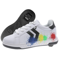 Breezy Rollers Shoes With Wheels - Splatter - White / Black / Multicoloured - Skatewarehouse.co.uk