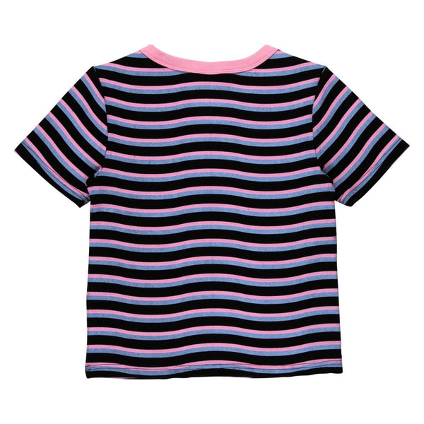 Santa Cruz Womens Custom Tee Onshore Front T-Shirt - Black Wave Stripe - Skatewarehouse.co.uk