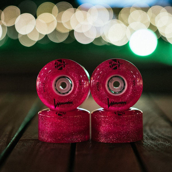 Luminous LED Quad Wheel - Pink Glitter - 62mm / 85a (Unit)