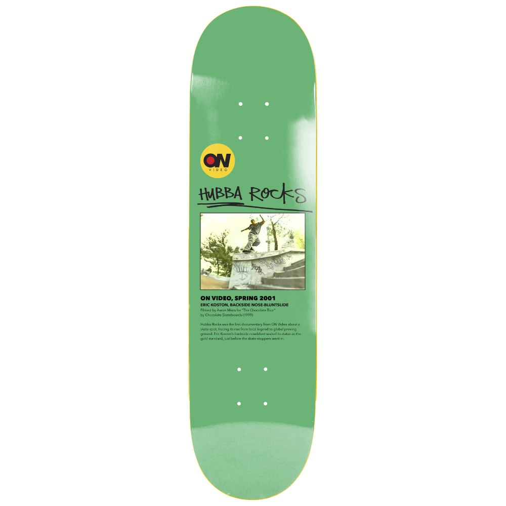 On Video Hubba Rocks EX7 Green Skateboard Deck - 8.375"