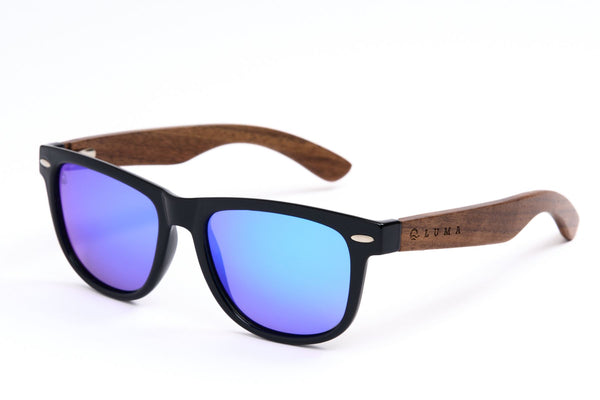 Luma Beach Comber Recycled Sunglasses - Black/Blue - Skatewarehouse.co.uk