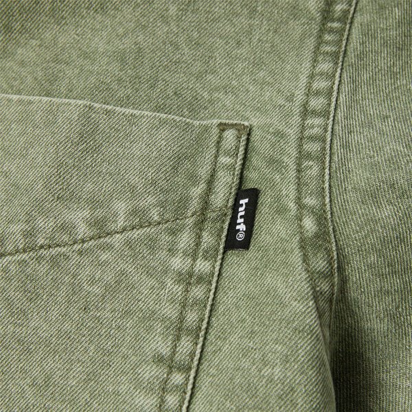 HUF Carson Overdyed Denim LS Shirt (Olive)