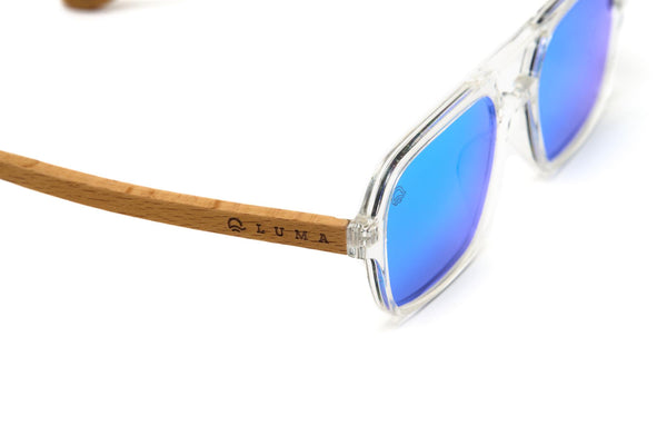 Luma Bantham Recycled Sunglasses - Clear/Blue - Skatewarehouse.co.uk