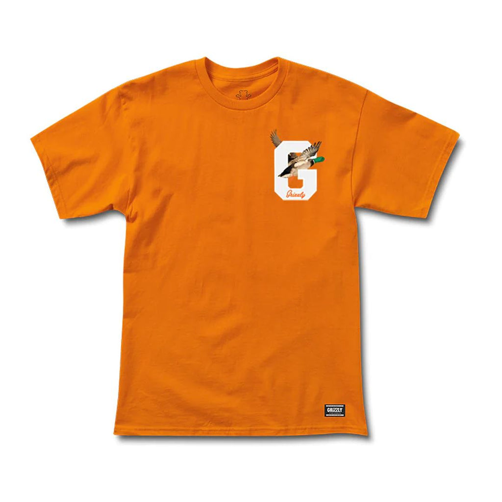 Grizzly Duck Season Tee Orange - Skatewarehouse.co.uk