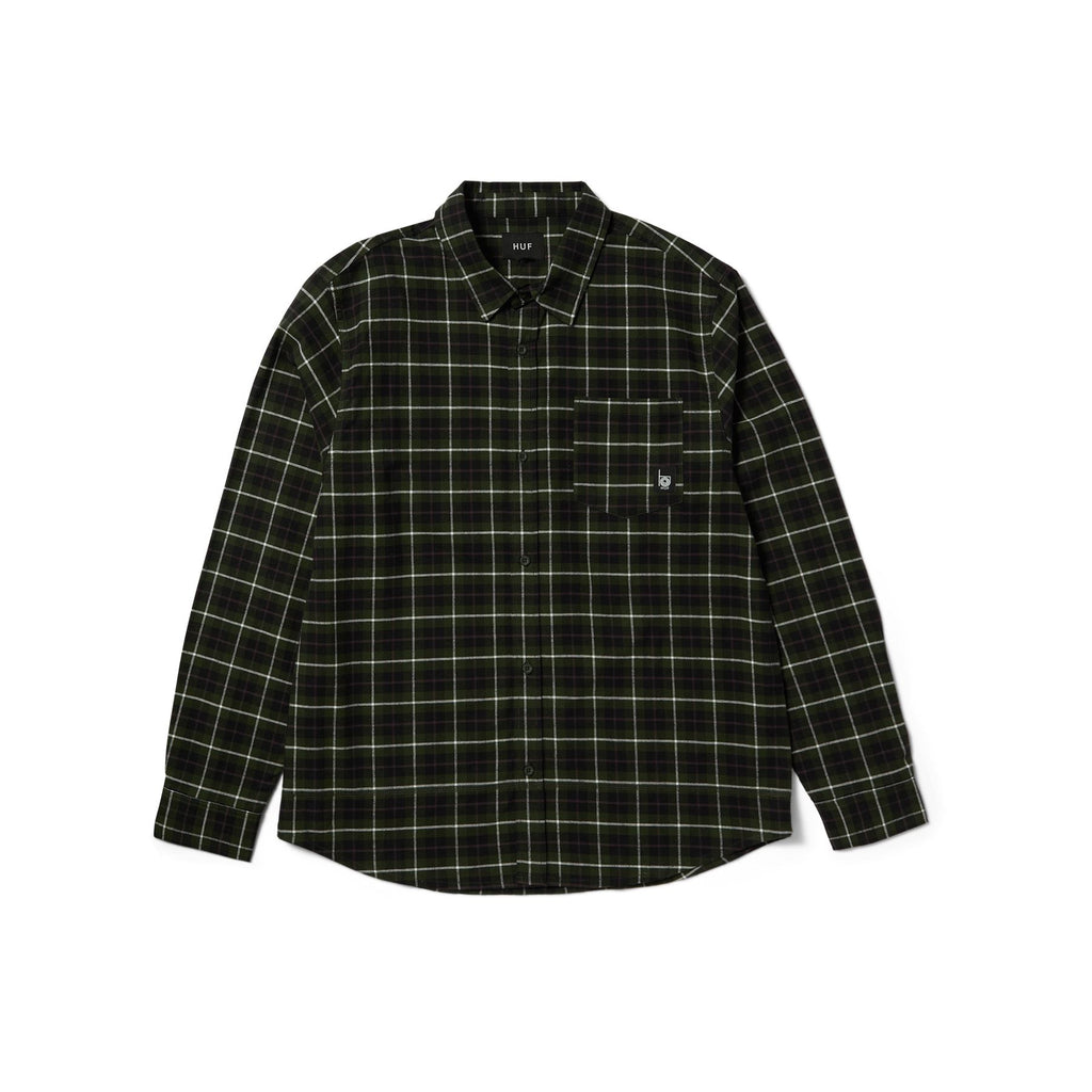 HUF Modal L / S Plaid Shirt (Olive) T-Shirt - S