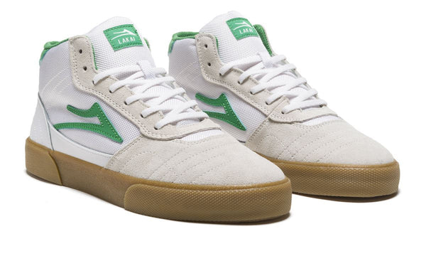 Lakai Cambridge Mid White Grass Suede Skate Shoes - Skatewarehouse.co.uk