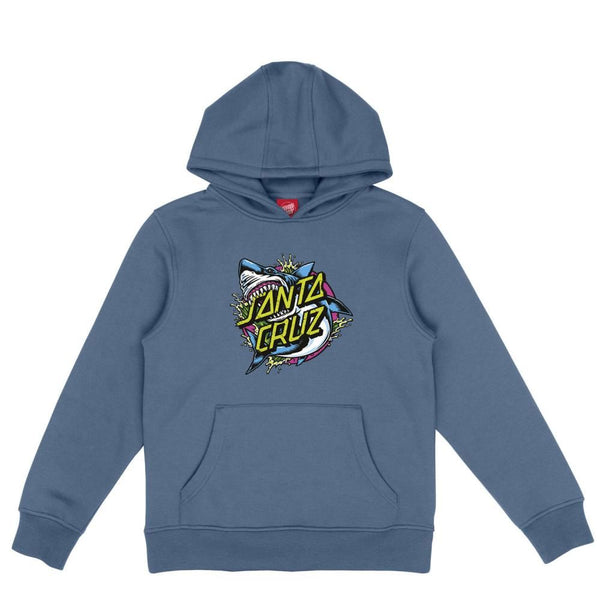 Santa Cruz Youth Hood Youth Shark Dot Front Hood - Dusty Blue - Skatewarehouse.co.uk