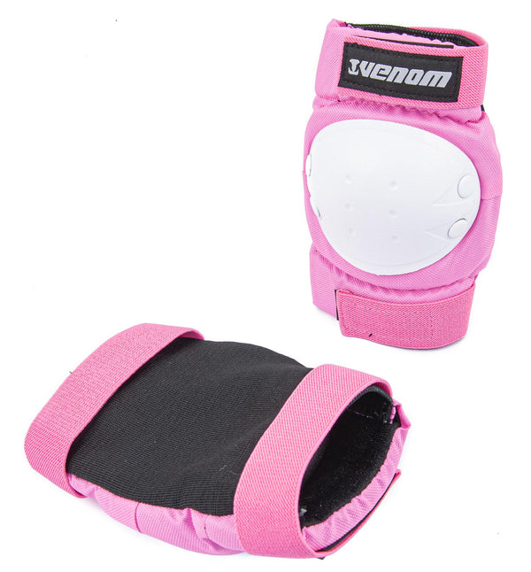 Venom Triple Knee/Elbow/Wrist Pad Set - Pink White - Skatewarehouse.co.uk