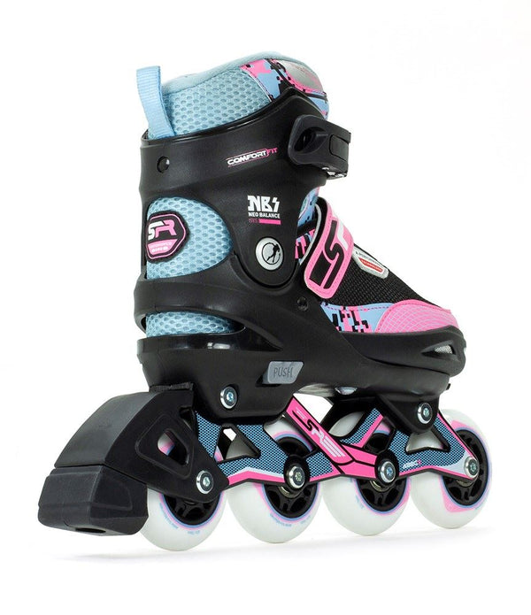 SFR Pixel Adjustable Inline Skates - Blue / Pink - Skatewarehouse.co.uk