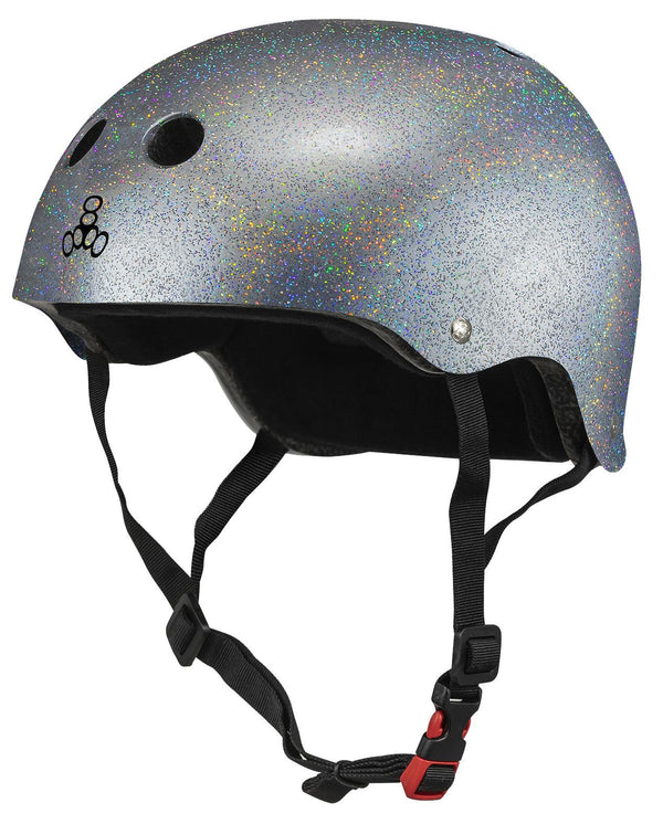 Triple Eight Sweatsaver Cert Helmet Glitter Silver - Skatewarehouse.co.uk