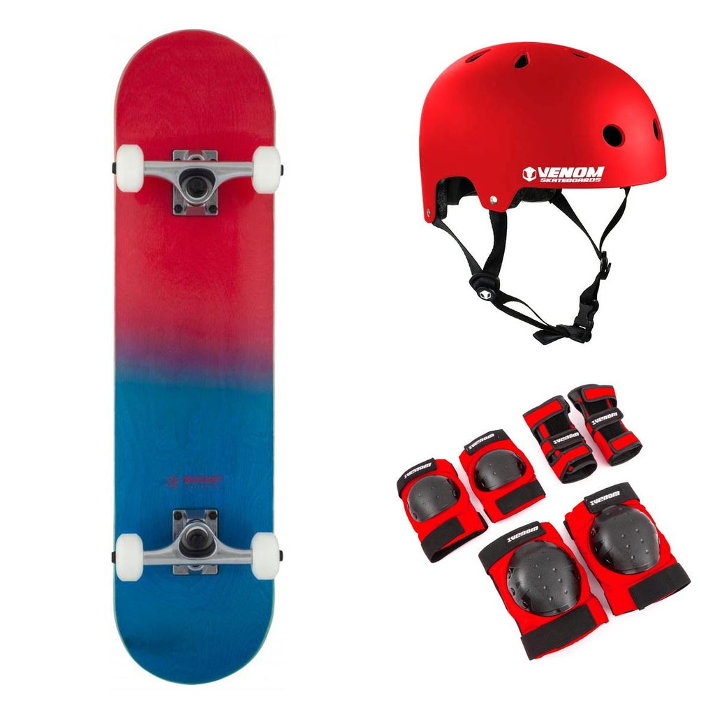Rocket Double Dipped Red / Blue Complete Skateboard Bundle - 7.5"