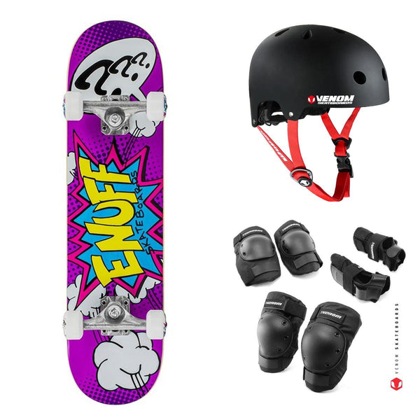 Enuff POW Mini Purple Complete Skateboard Bundle