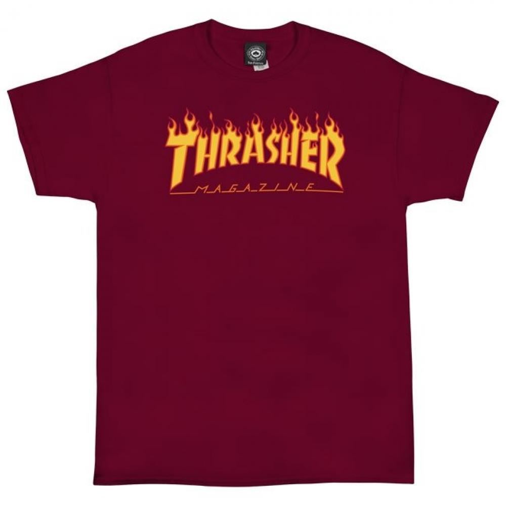 Thrasher T-Shirt Flame Logo - Cardinal Red - Skatewarehouse.co.uk