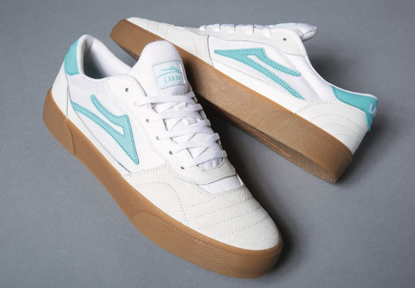 Lakai Cambridge White Teal Suede Skate Shoes - Skatewarehouse.co.uk