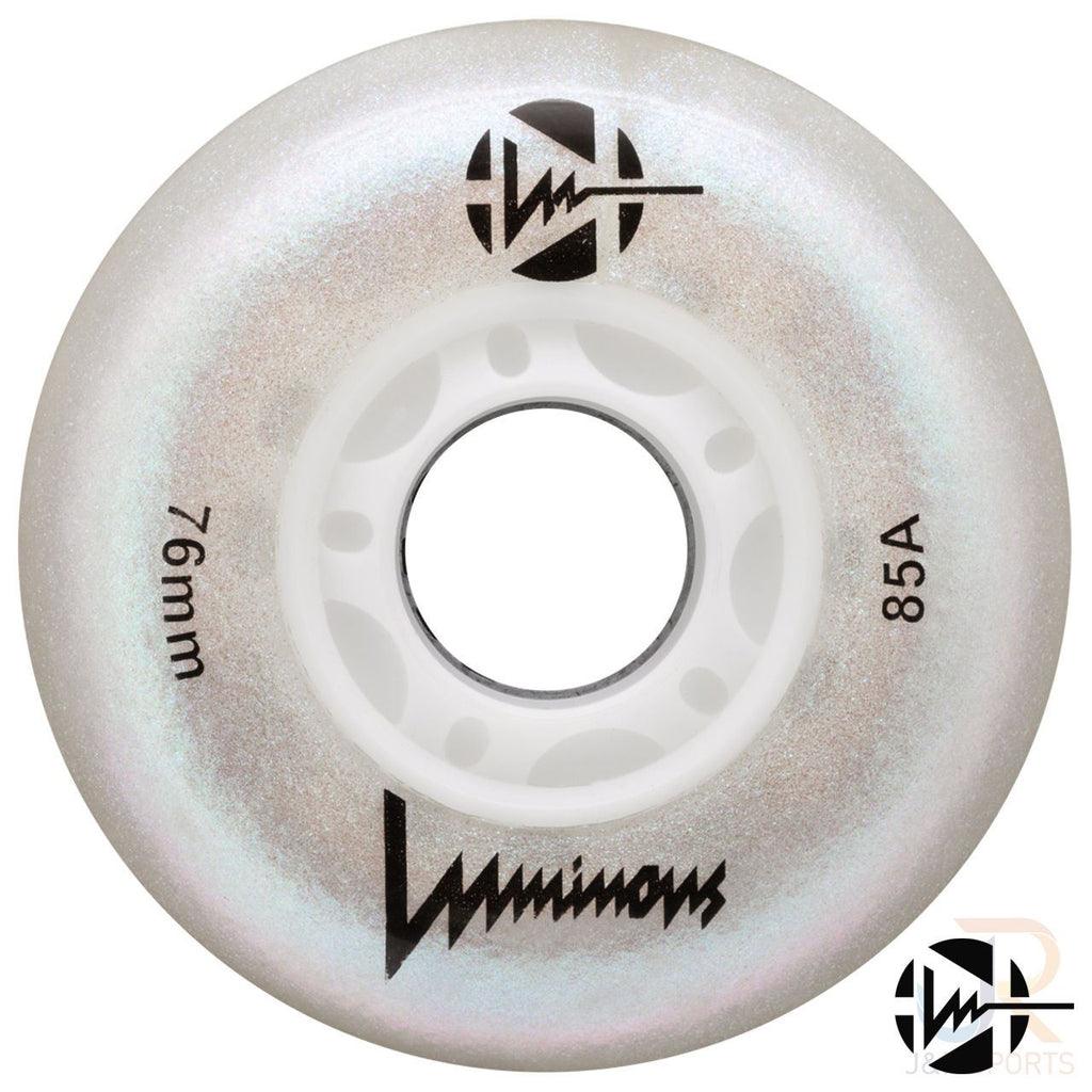 Luminous Led Inline Wheel (Set of 4 Wheels) - White Glitter - 76Mm/85A - Skatewarehouse.co.uk