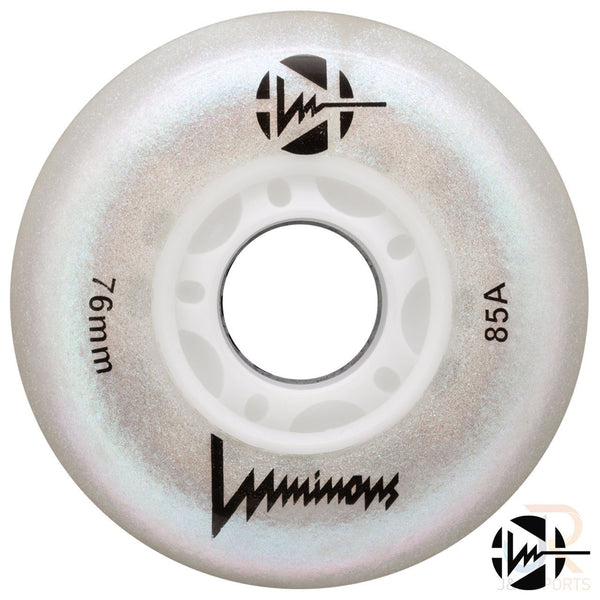 Luminous Led Inline Wheel (Set of 4 Wheels) - White Glitter - 76Mm/85A - Skatewarehouse.co.uk