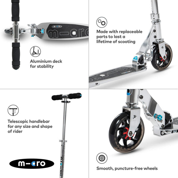 Micro Speed Classic Silver Scooter - Skatewarehouse.co.uk