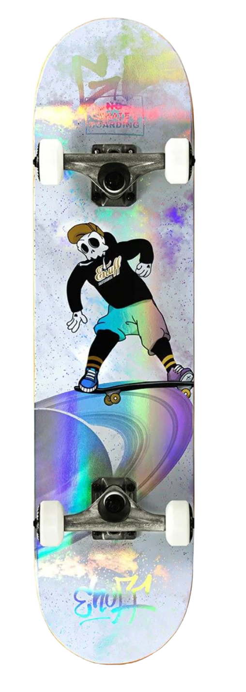 Enuff Skully Hologram White Kids Junior Complete Skateboard Bundle 7.25 - Skatewarehouse.co.uk