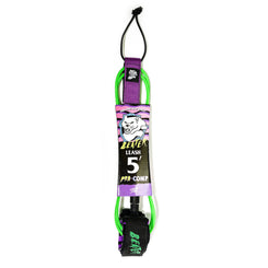 Catch Surf - Beater 5' Pro Comp Leash - Green & Purple - Skatewarehouse.co.uk